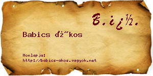 Babics Ákos névjegykártya